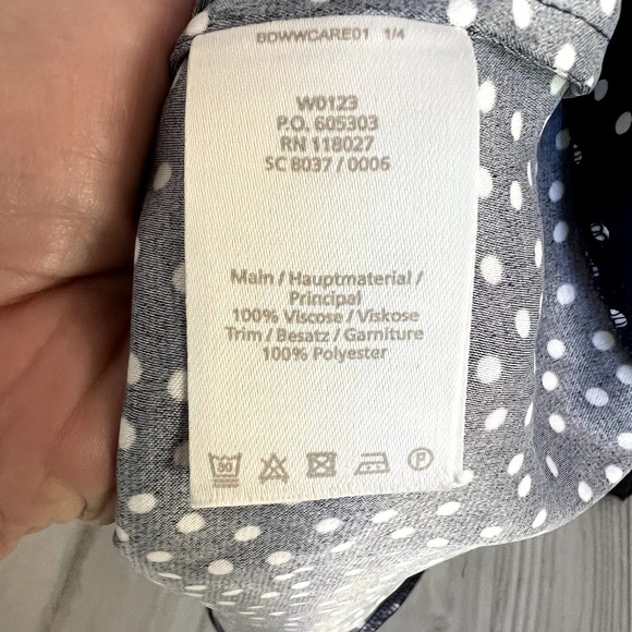 Boden Camille Blue Dot Tie Waist Sleeveless Midi Dress Size 8 10 Medium - Picture 6 of 7